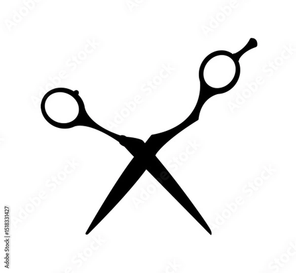 Obraz The silhouette of scissors. Close-up of metal scissors for cutting hair.
 Vector illustration