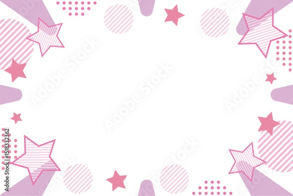 Fototapeta ポップでかわいい星フレームイラスト（ピンク）