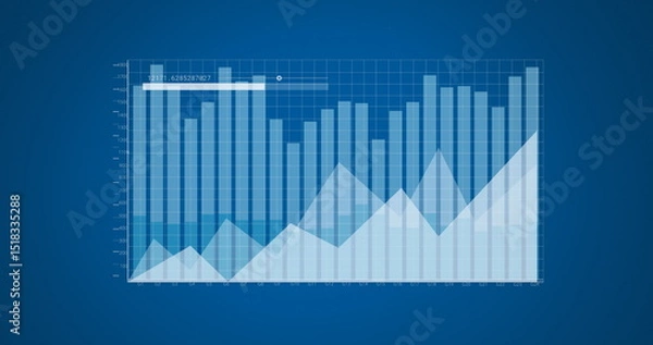 Obraz Image of diverse graphs on blue background