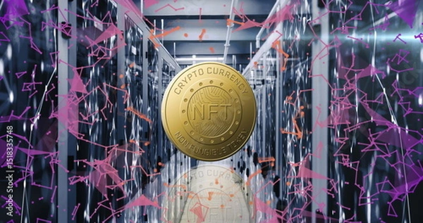Obraz Image of coin with nft and connections over servers
