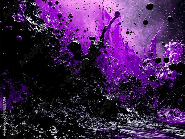 Obraz purple ink splashes on black