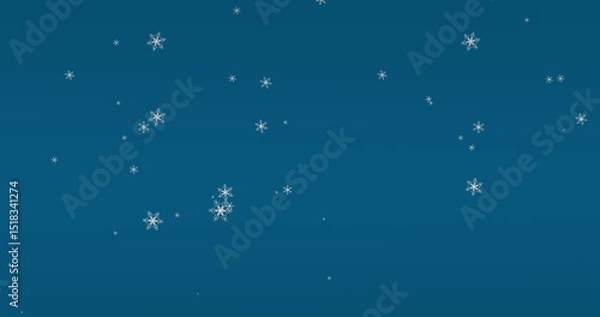 Fototapeta Digital image of snowflakes icons falling against copy space on blue background