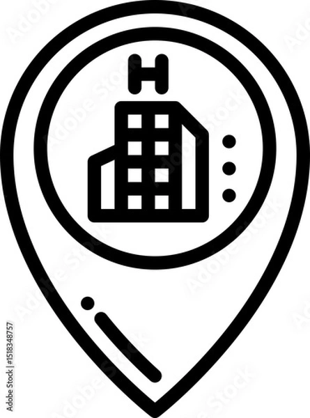 Obraz Hotel Location Pin Online  Icon