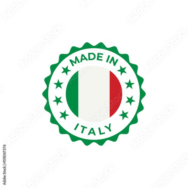 Fototapeta Made in Italy transparent label with flag and badge design	