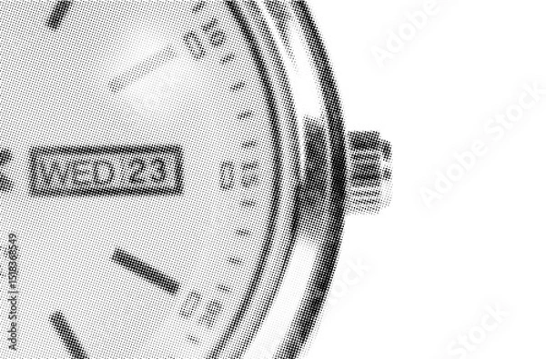 Fototapeta close up of dial day-date on watch pixelate grayscale color halftone dotted texture style collage element