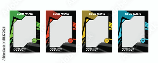 Fototapeta Set of player trading card template, Photo frame and border collection for soccer, hockey, volleyball, and basketball players, Sport flyer layout design, Template eps 10.