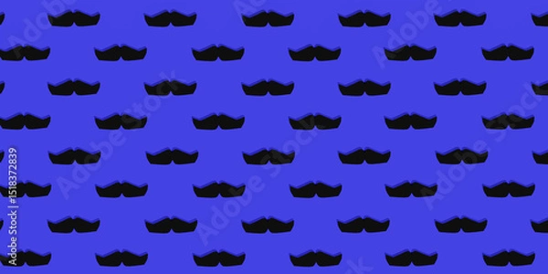 Fototapeta Pattern with mustache. 3d render. 