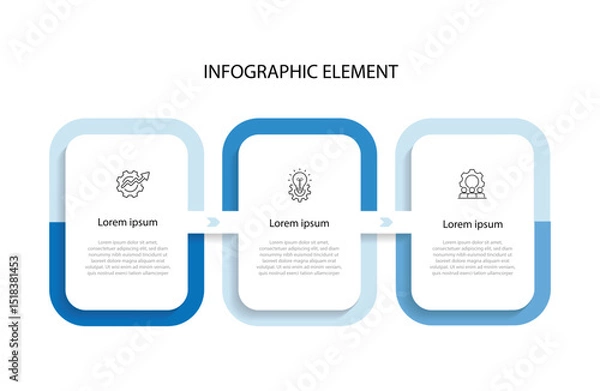 Fototapeta Infographic template element. Business presentation with 3 step process. Vector concept with icon and paper style.