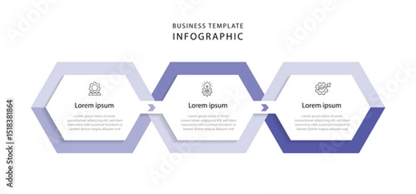 Obraz Design template infographic element. 3 step column with icons. 