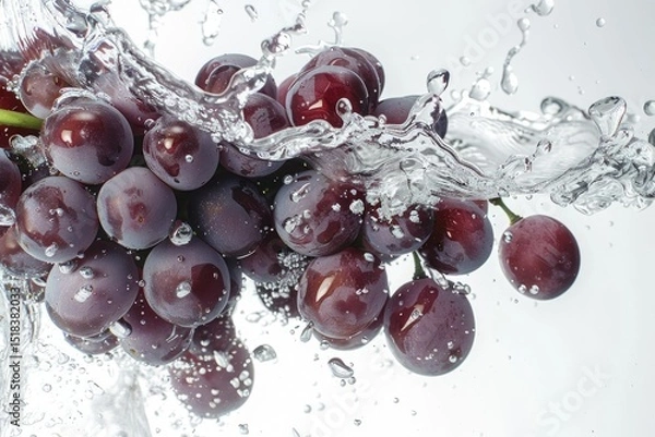 Obraz Grape Fruit Throw Into Water Water Splash Isolated on a White Background Close Up