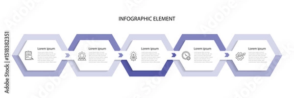 Fototapeta 5 step or option infographic template. Modern banner presentation. Vector web graphic design for business information 