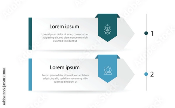 Obraz 2 step vertical process infographic template vector element. Timeline process information, presentation with icons.