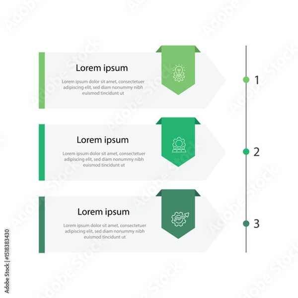 Fototapeta Business infographic template. 3 step vertical process infograph. Vector concept diagram with icons and paper style columns.