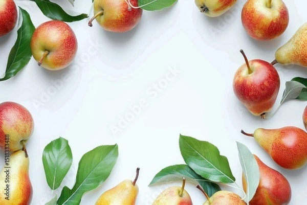 Obraz Juicy Fresh Pears Isolated on White Background Creative Banner Copyspace Image