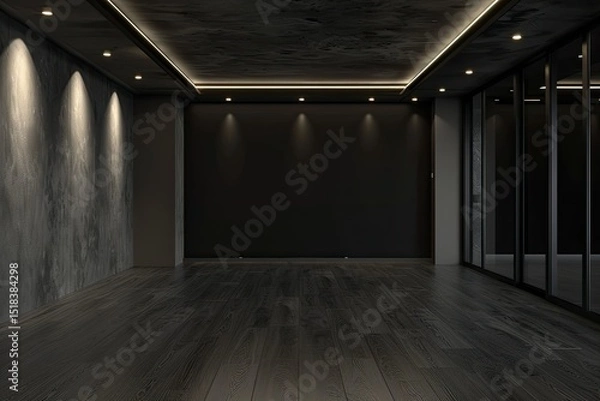 Obraz High Resolution Visual of Empty Room with Black Background, 3D RenderingHigh Detail, 8K