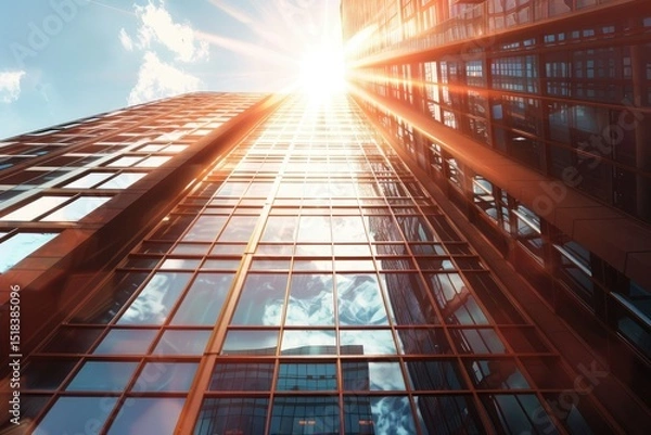 Obraz High Definition Image of Low Angle View of Building Bathed in Sunlight
