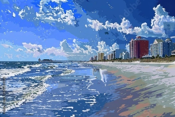 Obraz Ultra Hd Visual of Myrtle Beach Looking North From Pier
