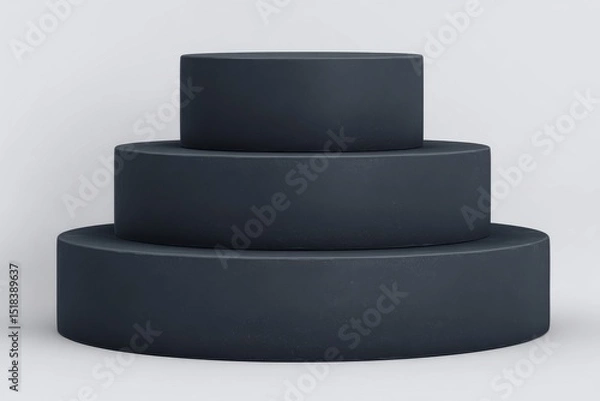 Obraz PNG Black podium is isolated on a transparent background as an empty product presentation pedestal display stand