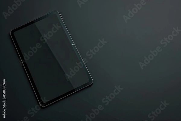 Obraz Detailed Image of Tablet with Empty Screen Isolated on Black Background