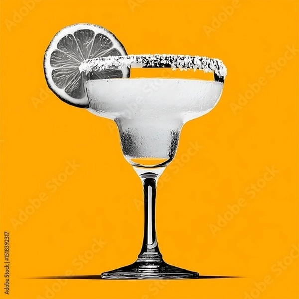 Obraz Refreshing Margarita Cocktail with Lime Slice and Salted Rim Recipe