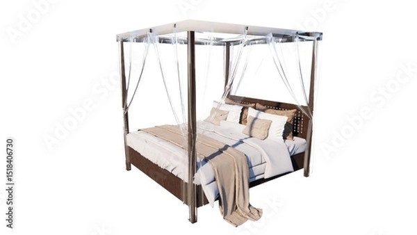 Obraz Bed models with mosquito nets make the bed safe and comfortable