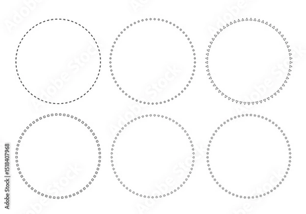 Fototapeta Set of round frames with different shape lines isolated on white