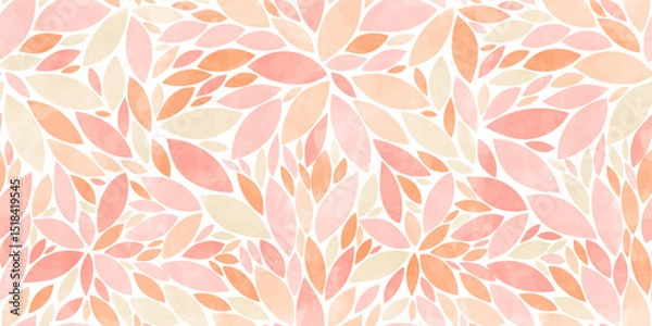 Fototapeta Leaves vector pattern. Pink leaf watercolor seamless pattern. Girly leafs pattern background. Cute leaves with watercolour texture