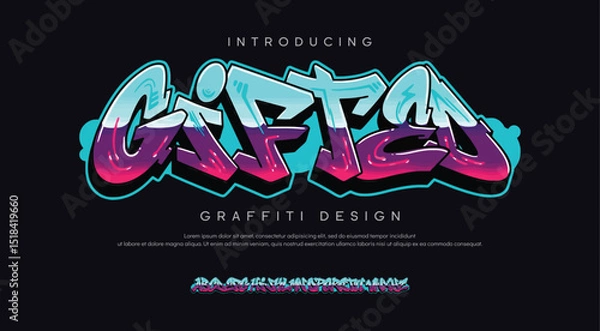 Obraz Gifted, Colorful graffiti editable text style effect. Vector text effect with paint wall concept.
