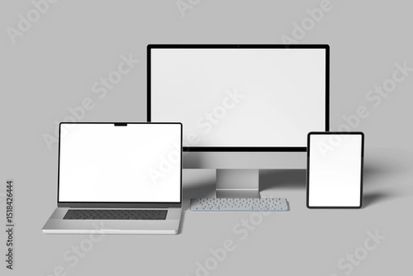 Fototapeta Multi devices responsive website blank mockup