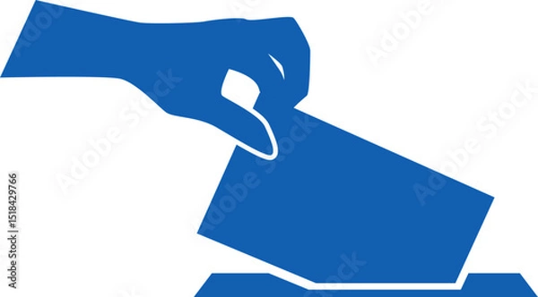 Fototapeta An image of silhouette of hand putting voting paper in the vote ballot box . Election day. Vector illustration. Transparent background