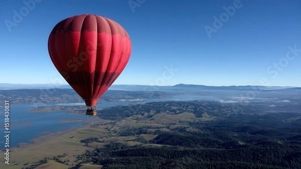 Obraz A view from a hot air balloon over a landscape.