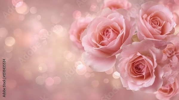 Obraz Delicate pink roses on a soft bokeh background.