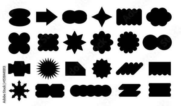 Fototapeta A series of vector frame labels. Shape design elements of special offers in retro colors, frame icons, black notes.