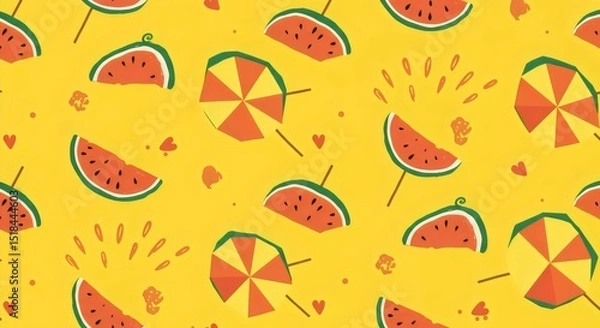 Fototapeta Hand-Drawn Minimalistic Summer Pattern with Dots and Lines for Eco-Friendly Greeting Cards