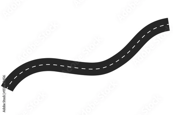 Fototapeta Winding curves road isolated on transparent background. winding road from top view. vector illustration.
