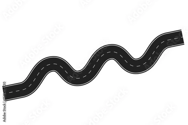 Fototapeta Winding curves road isolated on transparent background. winding road, top view. vector illustration.