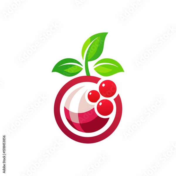Fototapeta Clean and attractive logo for beverage company featuring a stylized cherry and modern minimalist style