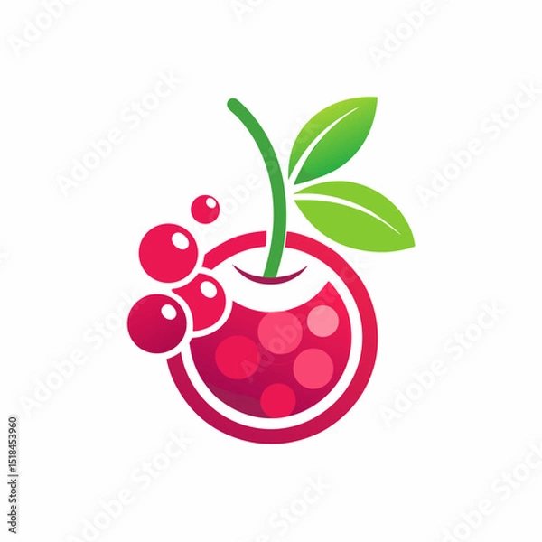 Fototapeta Elegant cherry-based logo design for juice brand, with smooth lines and a refined combination of red and purple