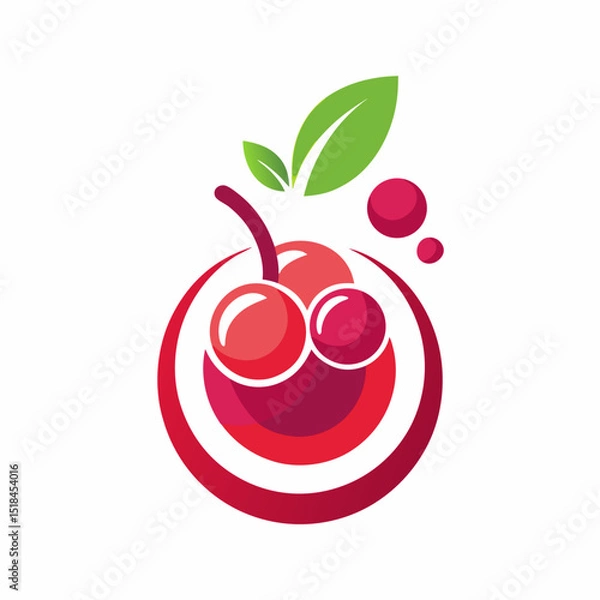 Fototapeta High-quality vector logo design for juice company featuring a clean stylized cherry in modern color palette