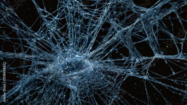 Fototapeta Visual representation of a network like a spiders web in dark space. 
