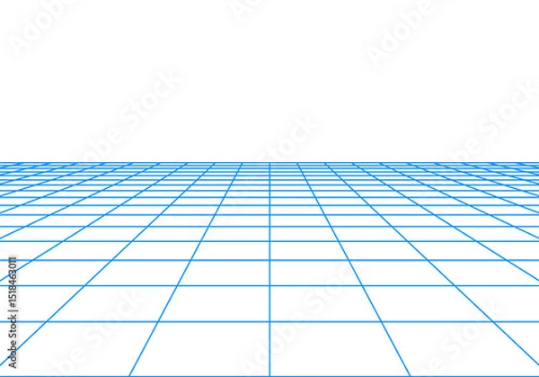Obraz Minimalistic grid floor with retro 80s synthwave style and aesthetics, isolated floor perspective view element. Retro computer horizon and terrain