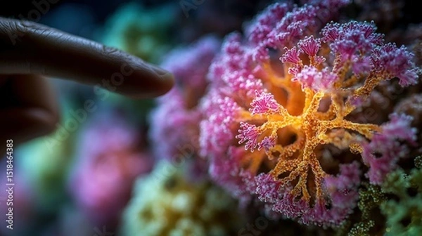 Fototapeta Scientist highlights important detail in a close-up of protein structure