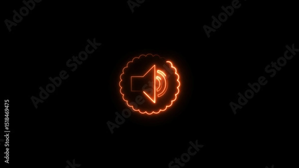 Fototapeta Neon Play button icon illustration, on black background. Digital Neon Music play button symbol background illustration 4k.