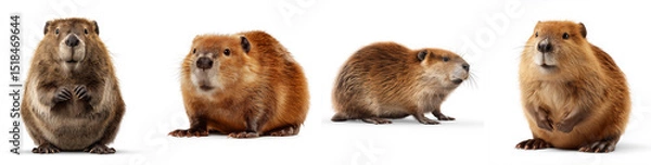Obraz Collection set of Beaver isolated on white background