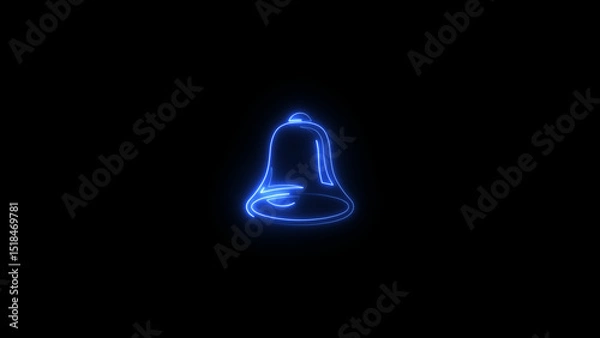 Fototapeta Abstract neon light bell icon illustration, highlight notifications and alerts with vibrant effect.
