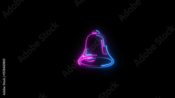 Fototapeta Abstract neon light bell icon illustration, highlight notifications and alerts with vibrant effect.