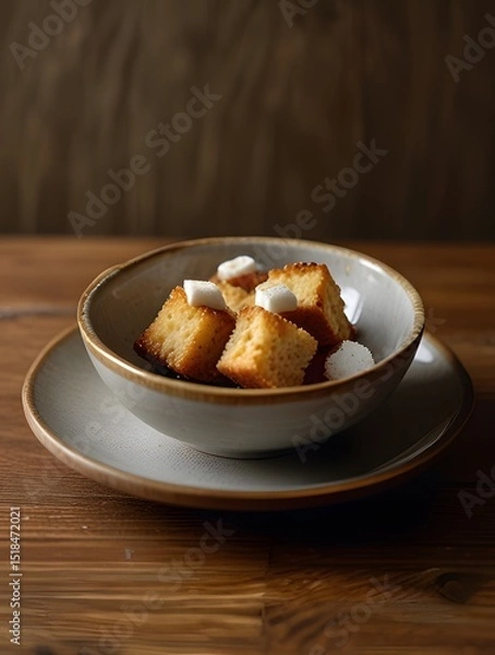 Obraz Sweet French Toast Croutons in a Bowl for Breakfast

