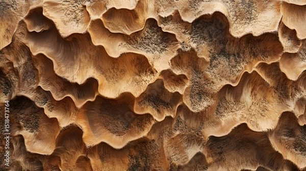 Fototapeta Abstract Erosion: A close-up perspective of an otherworldly landscape reveals the captivating details of eroded rock formations in shades of beige and brown, showcasing nature's sculpting abilities. 