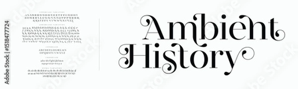 Fototapeta Elegant Font Uppercase Lowercase and Number. Classic Lettering Minimal Fashion Designs. Typography modern serif fonts regular decorative vintage concept. vector illustration