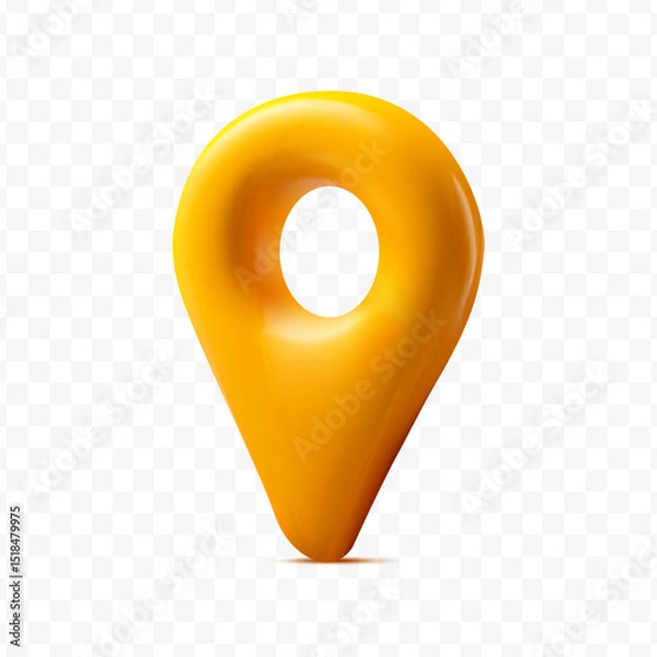 Fototapeta Vector realistic isolated yellow map pin on transparent background.